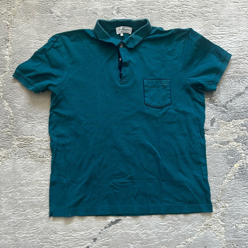 Salvatore Ferragamo Dark Teal Polo Shirt